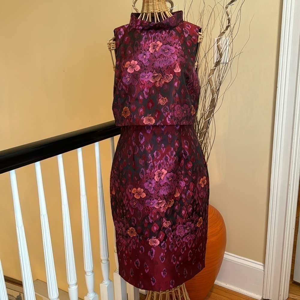 Badgley Mischka Floral Pink and Purple Dress - Picture 3 of 14